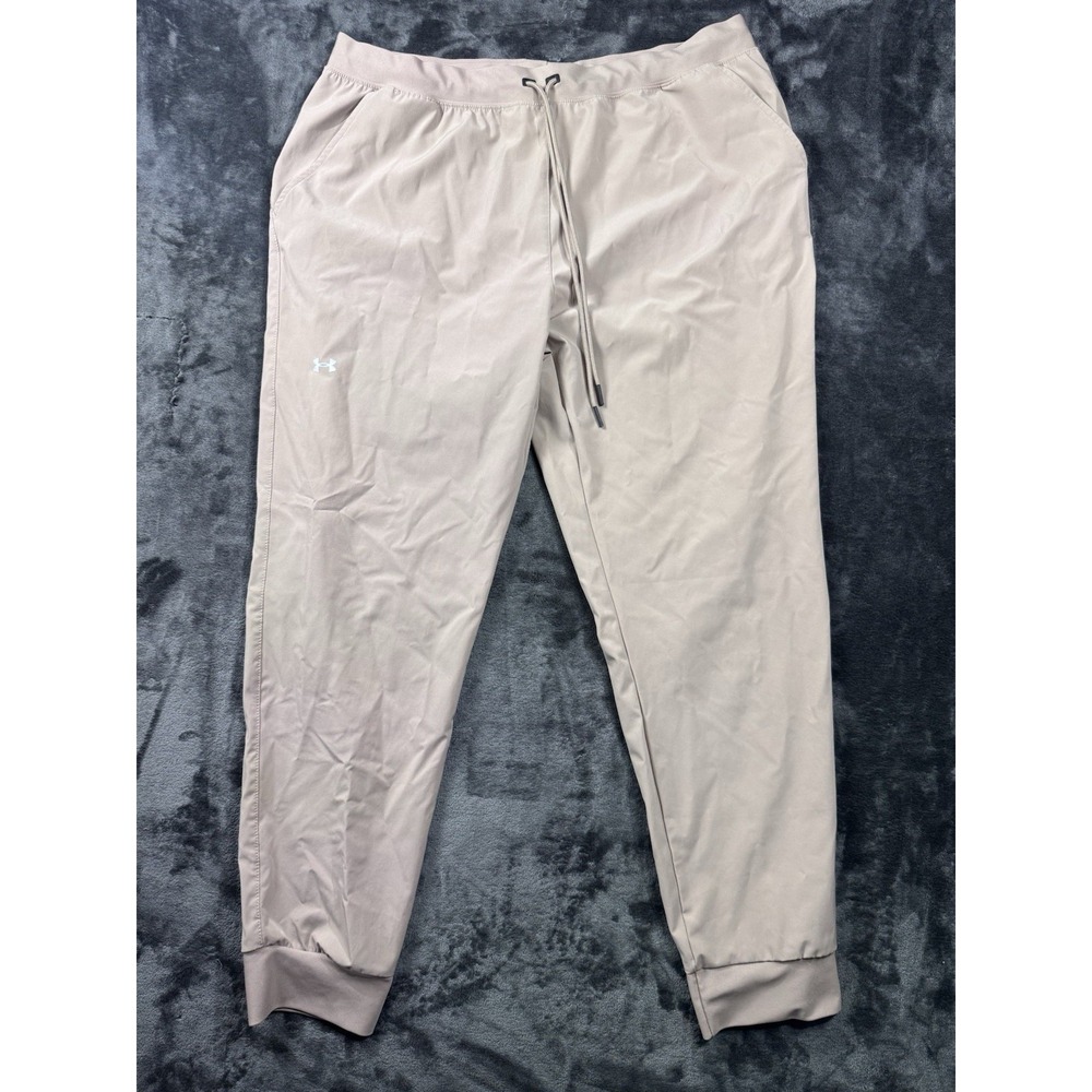 Under Armour HeatGear Womens XL Tan Beige Jogger Pants Loose Fit Athletic